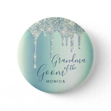 Holographic glitter drips grandma of the groom button