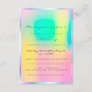 Holographic Pink Bridal Shower Sweet 16th Invitations
