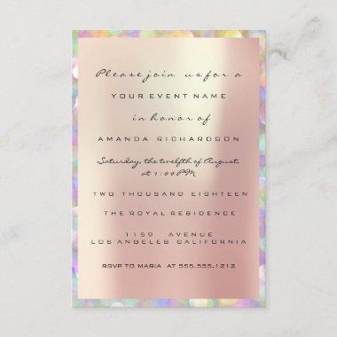 Holographic Pink Bridal Shower Sweet 16th PEARLY Invitations