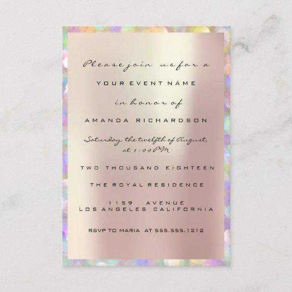 Holographic Pink Bridal Shower Sweet 16th PEARLY Invitations