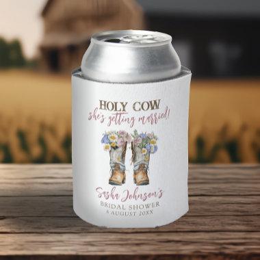 Holy Cow Floral Cowboy Boots Bridal Shower Favors Can Cooler