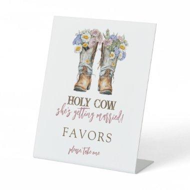 Holy Cow Floral Cowboy Boots Bridal Shower Pedestal Sign