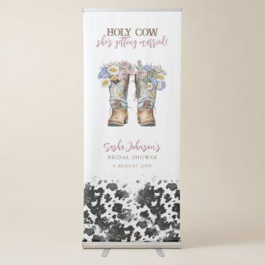Holy Cow Floral Cowboy Boots Bridal Shower Retractable Banner