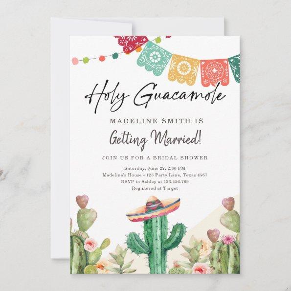 Holy Guacamole Cactus Fiesta Mexican Bridal Shower Invitations