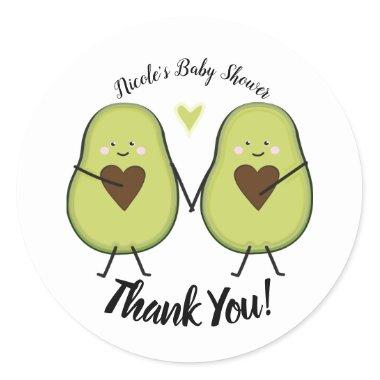 Holy Guacamole Heart Avocado Baby Shower Twins Classic Round Sticker