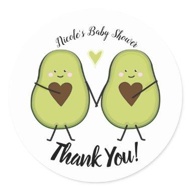 Holy Guacamole Heart Avocado Baby Shower Twins Classic Round Sticker