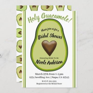 Holy Guacamole Heart Avocado Bridal Shower Invitations