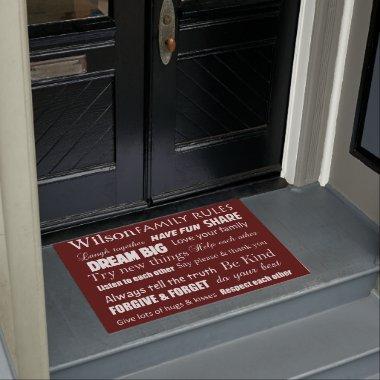 Home Decor Personalized Family Rules Front Door Doormat