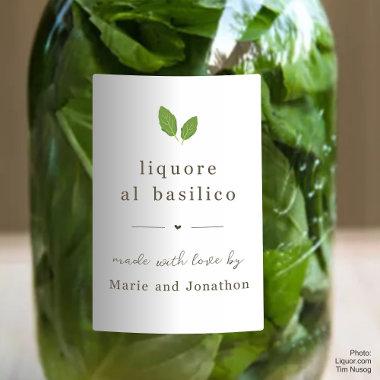 Homemade Basil Liqueur Bottle Gift Label