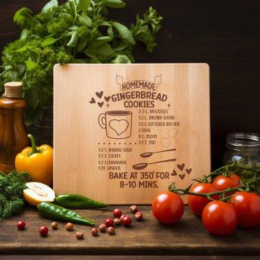Homemade Gingerbread Cookie Recipe Christmas Gift Engraved Cutting Board
