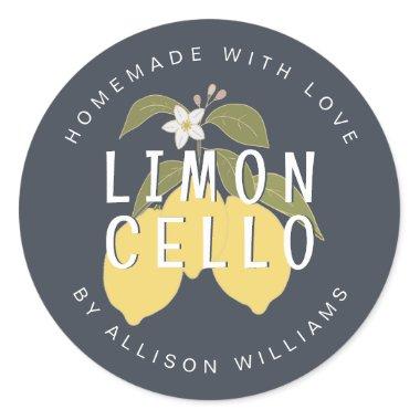 Homemade Limoncello Vintage Lemons Dark Blue Label