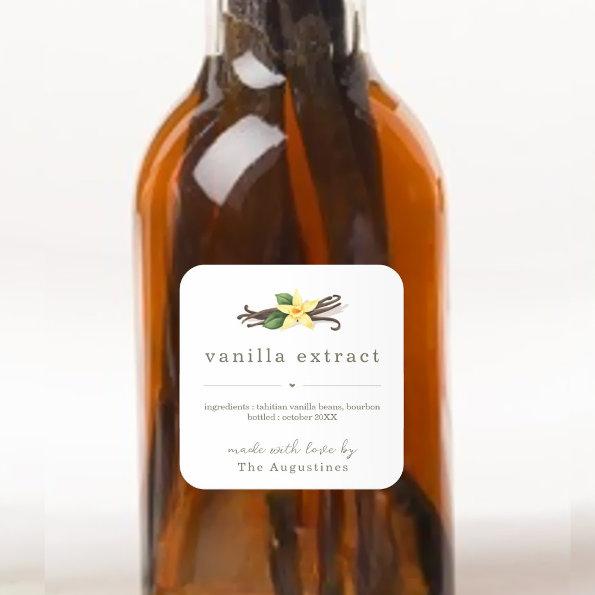 Homemade Vanilla Extract Square Gift Label