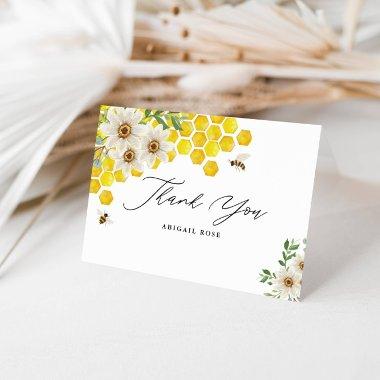 Honey Bee and Daisies Personalized Folded Thank You