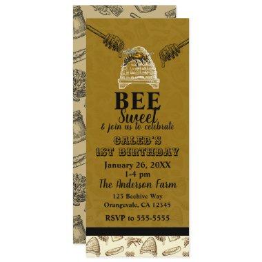 Honey Bee Beehive Birthday Party Event Ticket Invitations