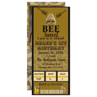 Honey Bee Beehive Birthday Party Photo Ticket Invitations