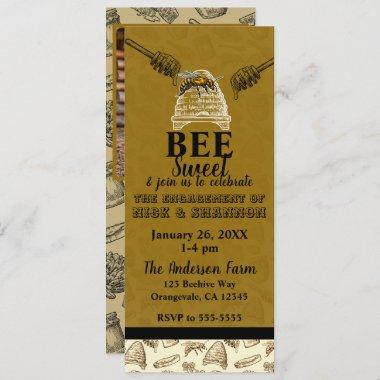 Honey Bee Beehive Engagement Party Event Ticket Invitations