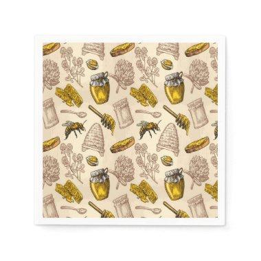 Honey Bee Beehive Vintage Organic Natural Rustic Napkins