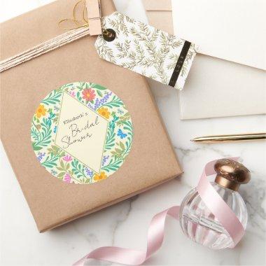 Honey Bee, Ladybug, Butterfly, Dragonfly & Flowers Classic Round Sticker
