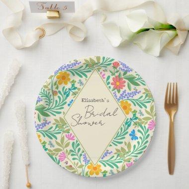 Honey Bee, Ladybug, Butterfly, Dragonfly & Flowers Paper Plates
