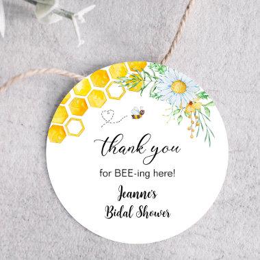 Honey Bee Thank you for Bee-ing here Classic Round Sticker
