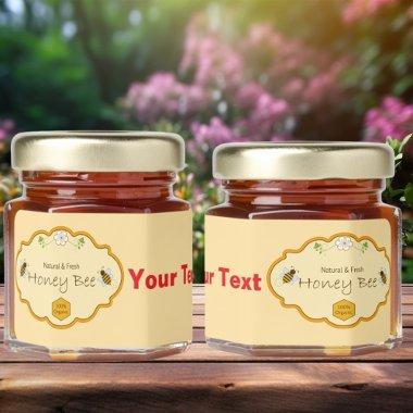 Honey Bee with Your Own Text Label Honey Jar Favors