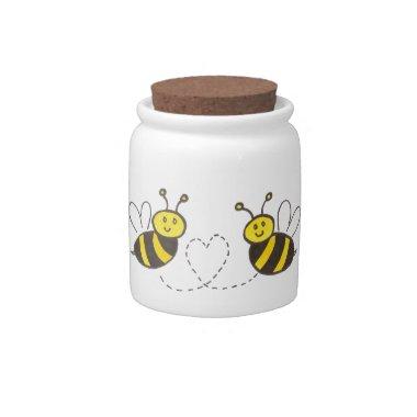 Honey Bees with Heart Candy Jar