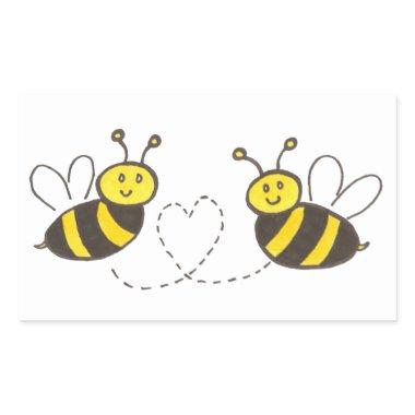 Honey Bees with Heart Rectangular Sticker