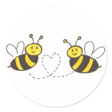 Honey Bees with Heart Round Sticker