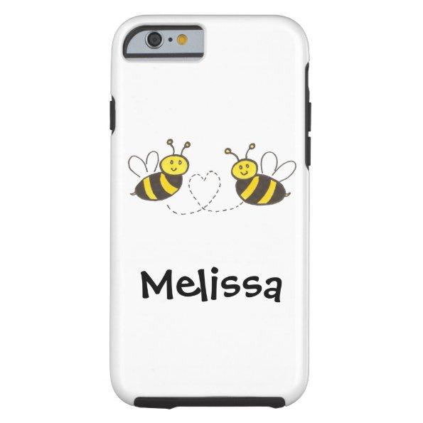Honey Bees with Heart with Name Tough iPhone 6 Case