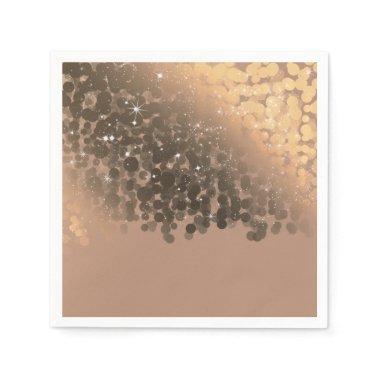 Honey Beige Champagne Golden Sparkle Lights Party Napkins