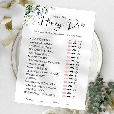 Honey Do List Bridal Shower Game Invitations