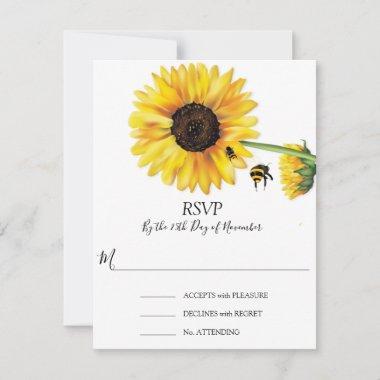 Honeybee with Sunflowers RSVP Card
