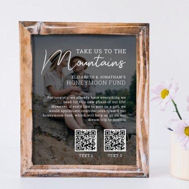 Honeymoon fund modern cash qr code photo poster