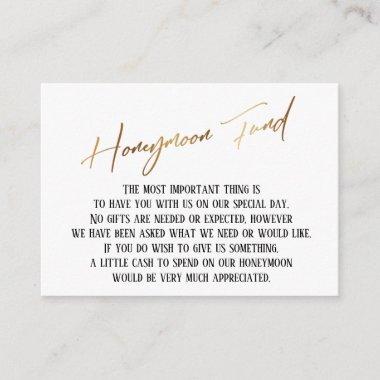 Honeymoon Fund Modern Gold Handwriting Wedding Enclosure Invitations