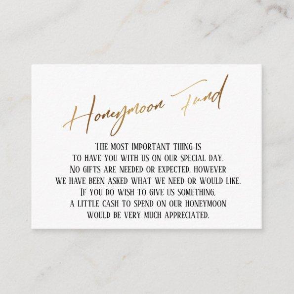 Honeymoon Fund Modern Gold Handwriting Wedding Enclosure Invitations