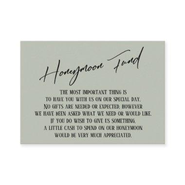 Honeymoon Fund Modern Handwriting Sage Green Enclosure