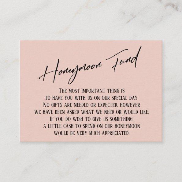 Honeymoon Fund Modern Handwriting Simple Blush Enclosure Invitations