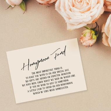 Honeymoon Fund Modern Handwriting Simple Cream Enclosure Invitations