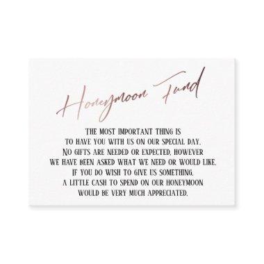 Honeymoon Fund Modern Rose Gold Handwriting Enclosure