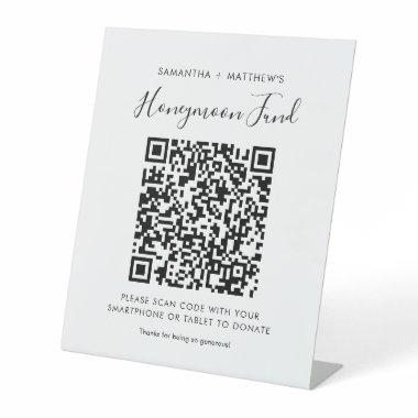 Honeymoon Fund Simple QR Code Newlyweds Pedestal Sign