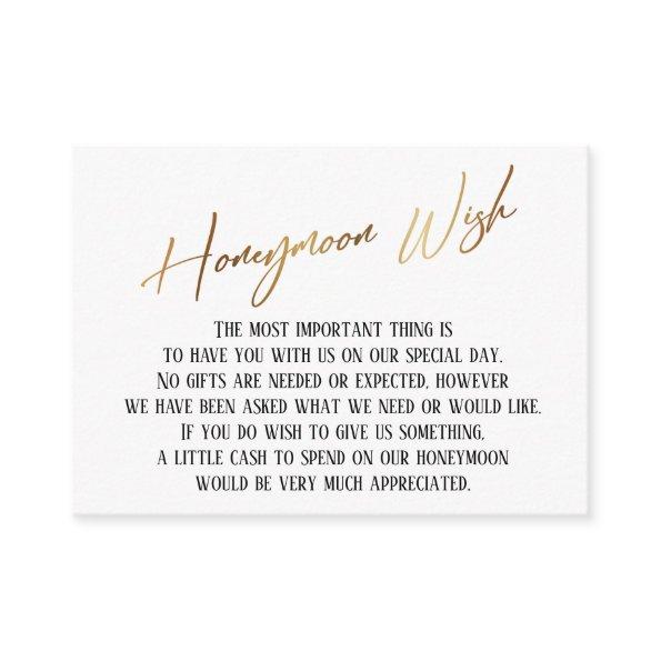 Honeymoon Wish Modern Gold Handwriting Wedding Enclosure