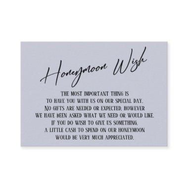 Honeymoon Wish Modern Handwriting Dusty Blue Enclosure