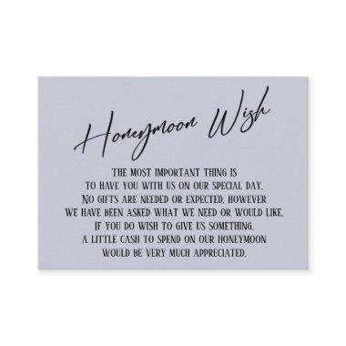 Honeymoon Wish Modern Handwriting Dusty Blue Enclosure Invitations