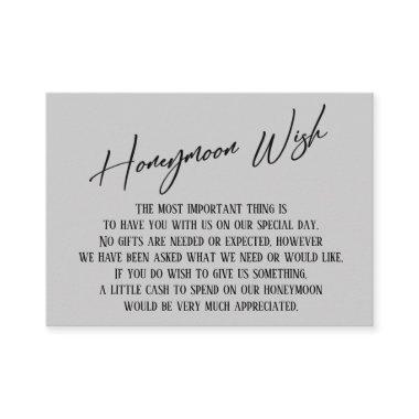 Honeymoon Wish Modern Handwriting Light Gray Enclosure Invitations