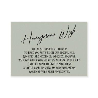 Honeymoon Wish Modern Handwriting Sage Green Enclosure Invitations