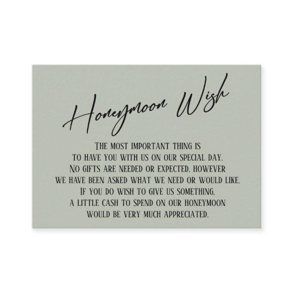 Honeymoon Wish Modern Handwriting Sage Green Enclosure