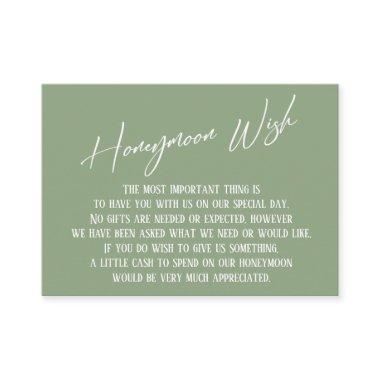 Honeymoon Wish Modern Handwriting Sage Green Enclosure