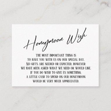 Honeymoon Wish Modern Handwriting Simple Wedding Enclosure Invitations