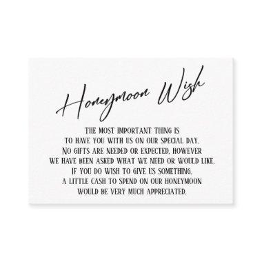 Honeymoon Wish Modern Handwriting Simple Wedding Enclosure Invitations