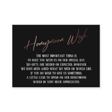 Honeymoon Wish Modern Rose Gold Handwriting Enclosure Invitations